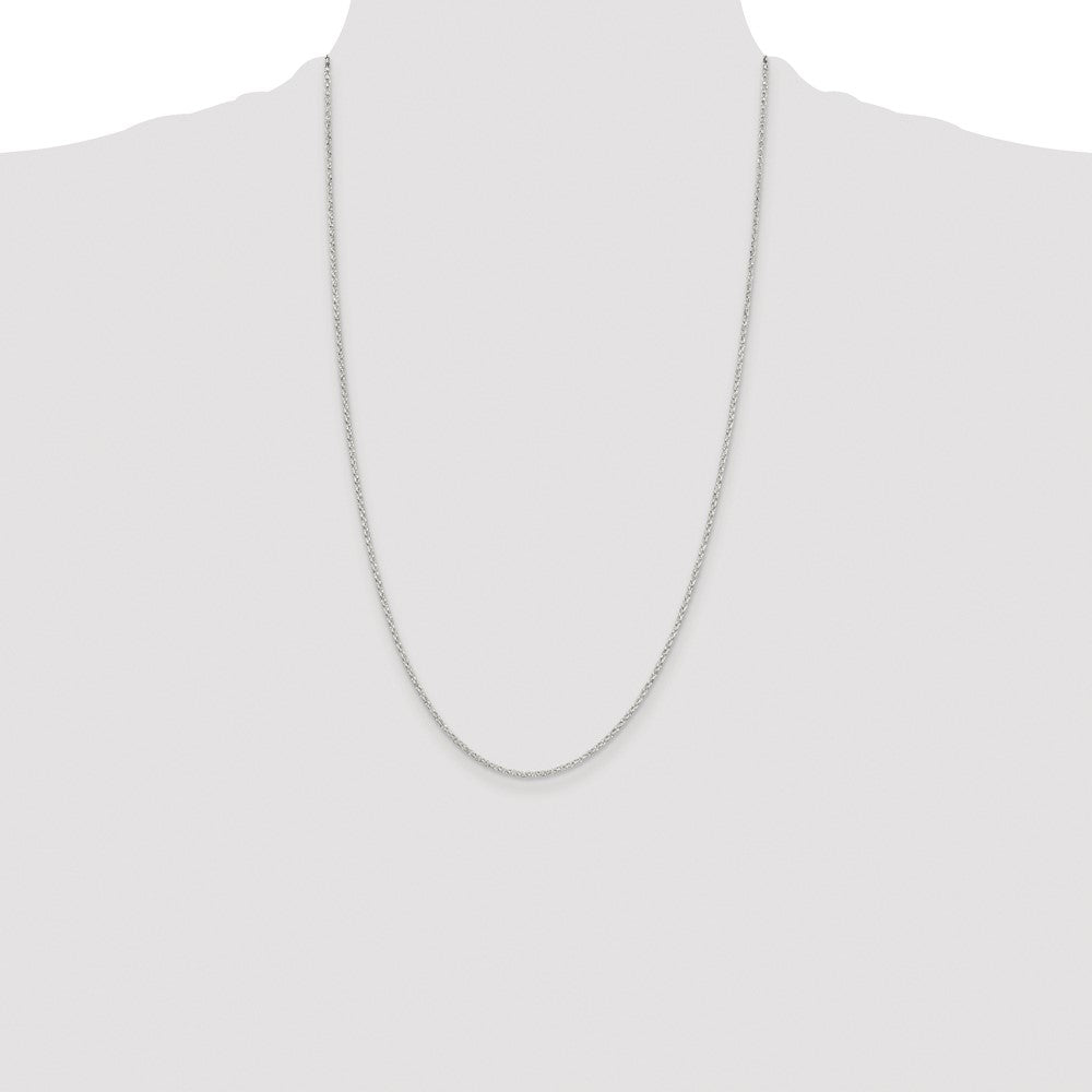 Sterling Silver Rhodium-plated 1.5mm Diamond-cut Rolo Cable Chain