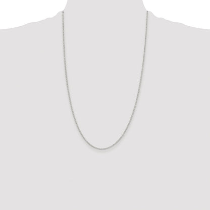 Sterling Silver Rhodium-plated 1.5mm Diamond-cut Rolo Cable Chain