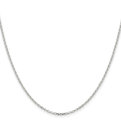 Sterling Silver Rhodium-plated 1.75mm Diamond-cut Rolo Cable Chain