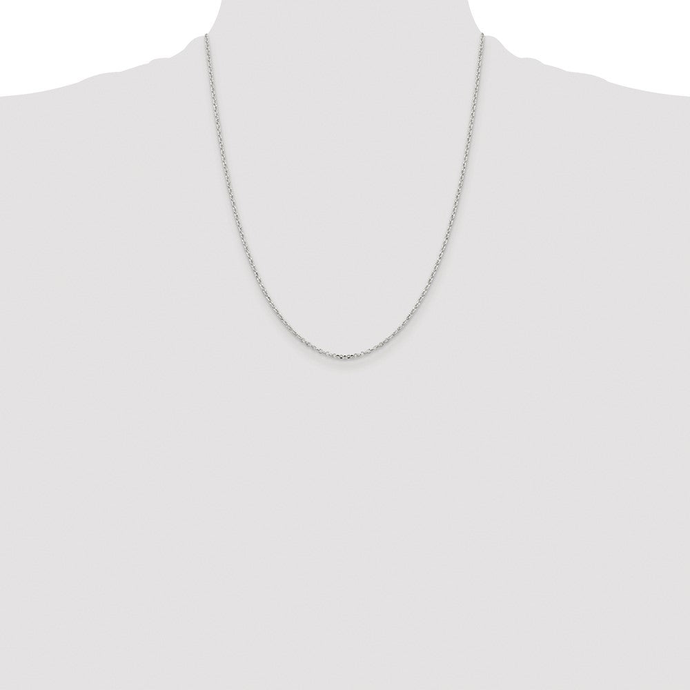 Sterling Silver Rhodium-plated 1.75mm Diamond-cut Rolo Cable Chain