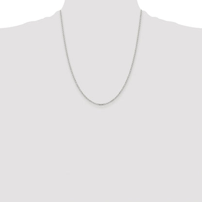 Sterling Silver Rhodium-plated 1.75mm Diamond-cut Rolo Cable Chain