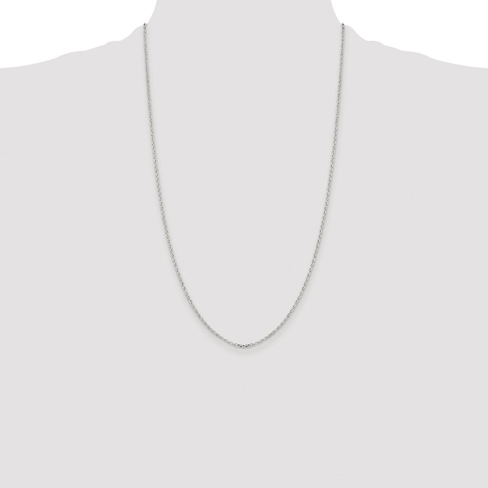 Sterling Silver Rhodium-plated 1.75mm Diamond-cut Rolo Cable Chain
