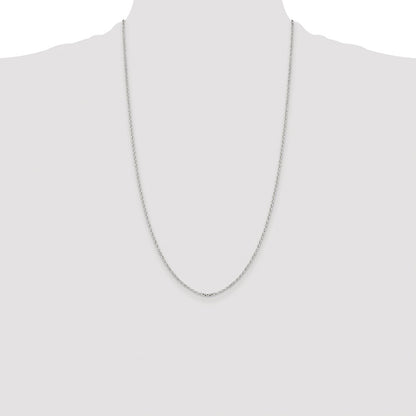 Sterling Silver Rhodium-plated 1.75mm Diamond-cut Rolo Cable Chain