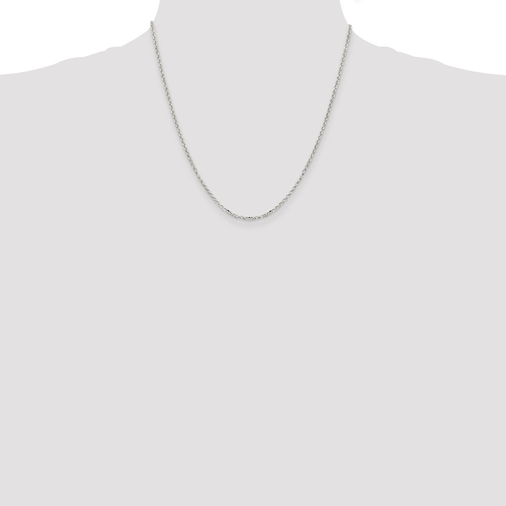 Sterling Silver 2.2mm Diamond-cut Rolo Cable Chain