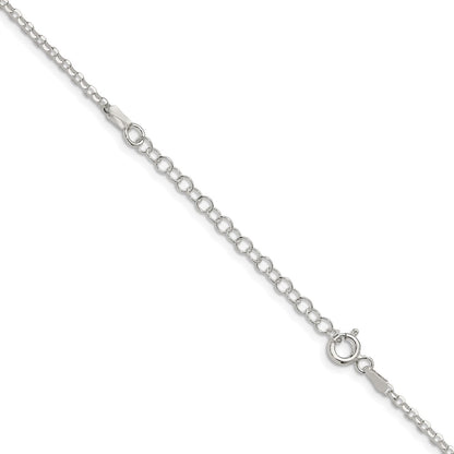 Sterling Silver 2.2mm Diamond-cut w/2in ext. Rolo Cable Chain