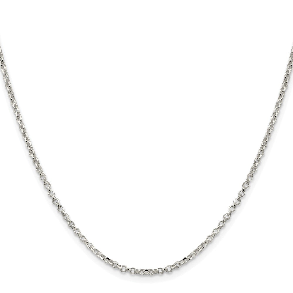 Sterling Silver Rh-plated 2.2mm Diamond-cut w/2in ext. Rolo Cable Chain
