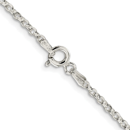 Sterling Silver Rh-plated 2.2mm Diamond-cut w/4in ext. Rolo Cable Chain