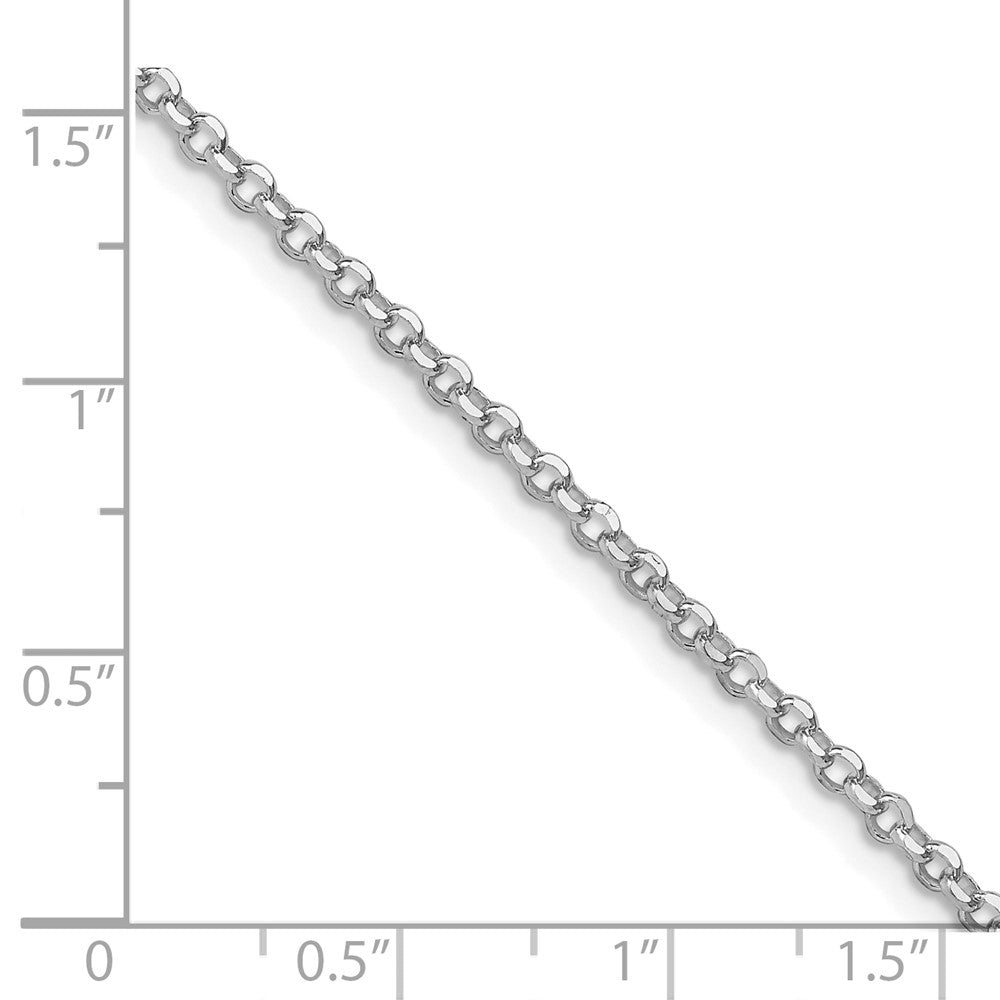 Sterling Silver Rhodium-plated 2.2mm Diamond-cut Rolo Cable Chain