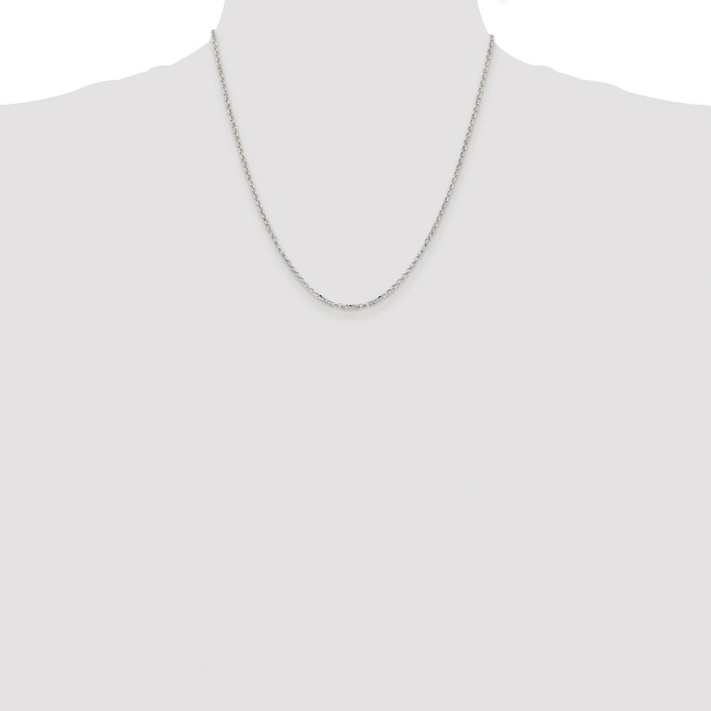 Sterling Silver Rhodium-plated 2.2mm Diamond-cut Rolo Cable Chain