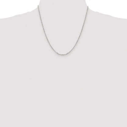 Sterling Silver Rhodium-plated 2.2mm Diamond-cut Rolo Cable Chain