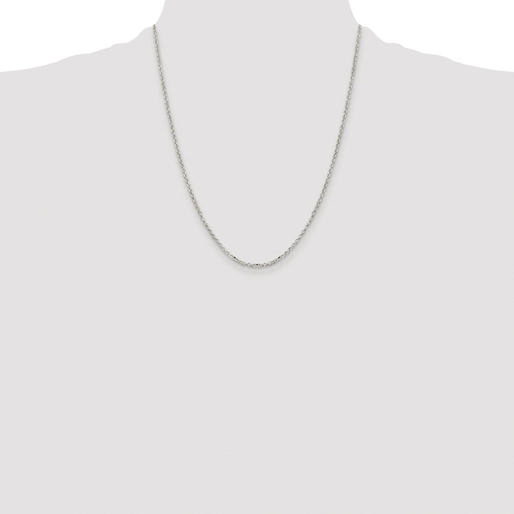 Sterling Silver Rhodium-plated 2.2mm Diamond-cut Rolo Cable Chain