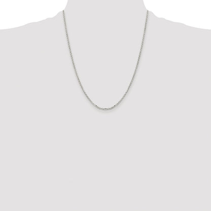 Sterling Silver Rhodium-plated 2.2mm Diamond-cut Rolo Cable Chain