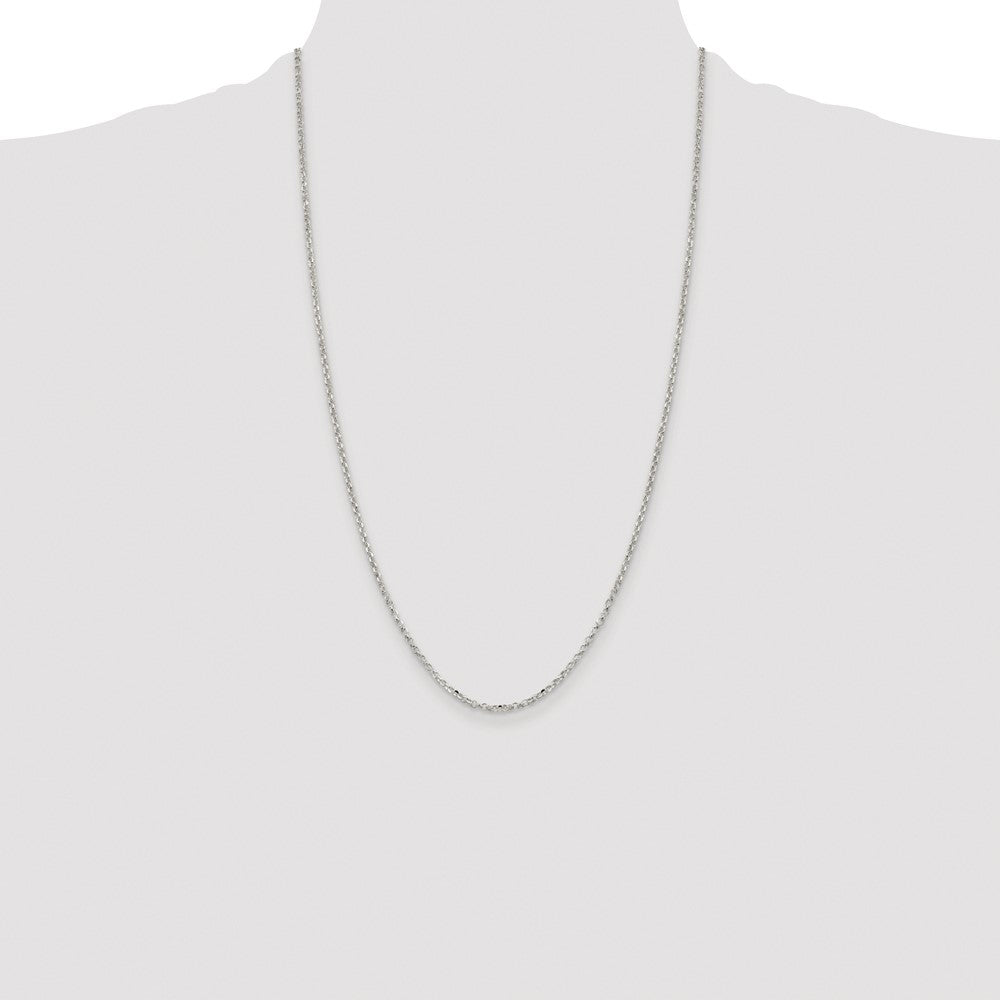Sterling Silver Rhodium-plated 2.2mm Diamond-cut Rolo Cable Chain