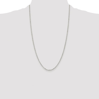 Sterling Silver Rhodium-plated 2.2mm Diamond-cut Rolo Cable Chain