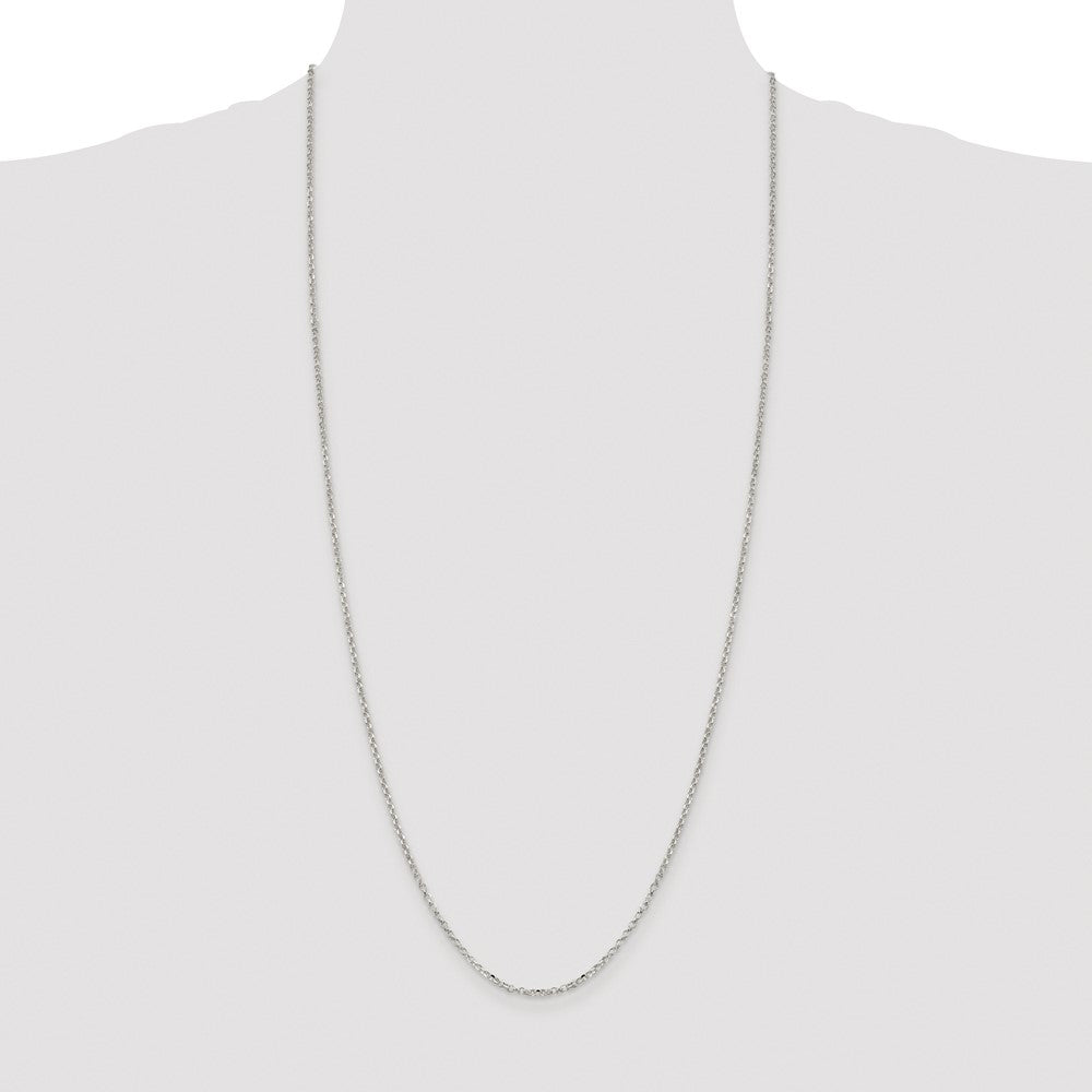 Sterling Silver Rhodium-plated 2.2mm Diamond-cut Rolo Cable Chain