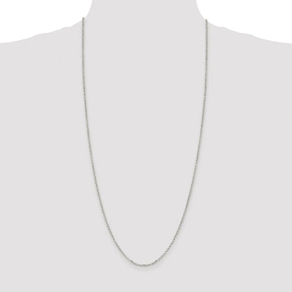 Sterling Silver Rhodium-plated 2.2mm Diamond-cut Rolo Cable Chain