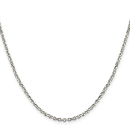 Sterling Silver 2.6mm Diamond-cut w/2in ext. Rolo Cable Chain
