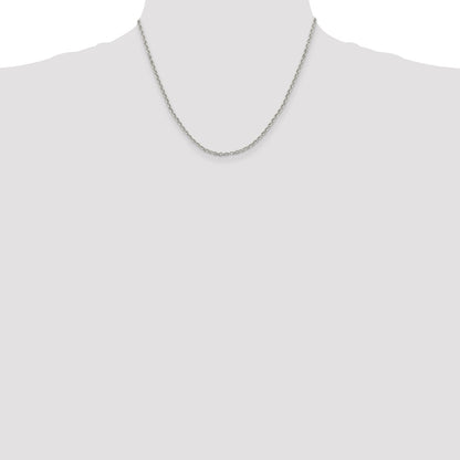 Sterling Silver 2.6mm Diamond-cut w/2in ext. Rolo Cable Chain