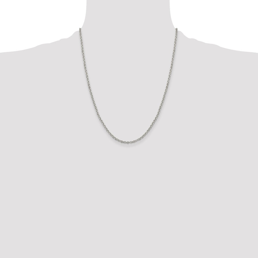 Sterling Silver 2.6mm Diamond-cut Rolo Cable Chain