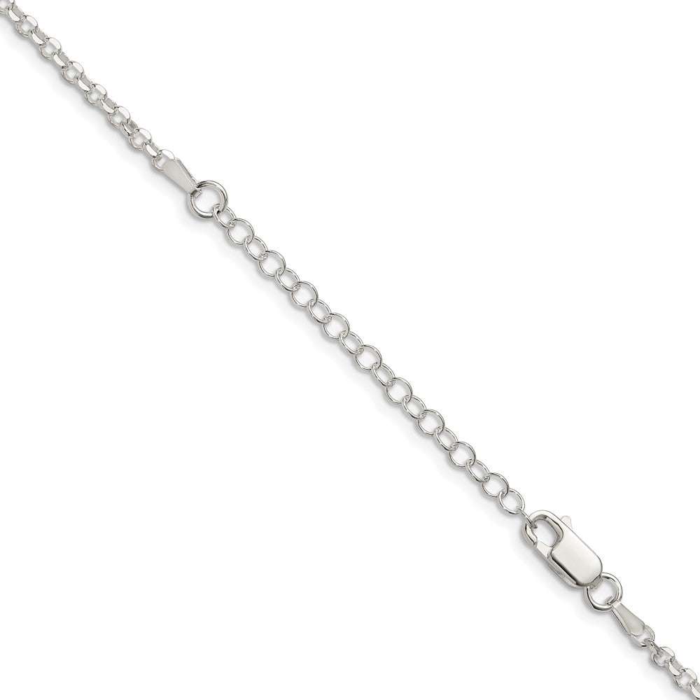 Sterling Silver 2.6mm Diamond-cut w/2in ext. Rolo Cable Chain