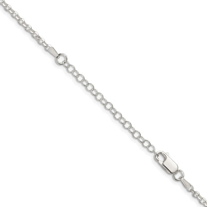 Sterling Silver 2.6mm Diamond-cut w/2in ext. Rolo Cable Chain