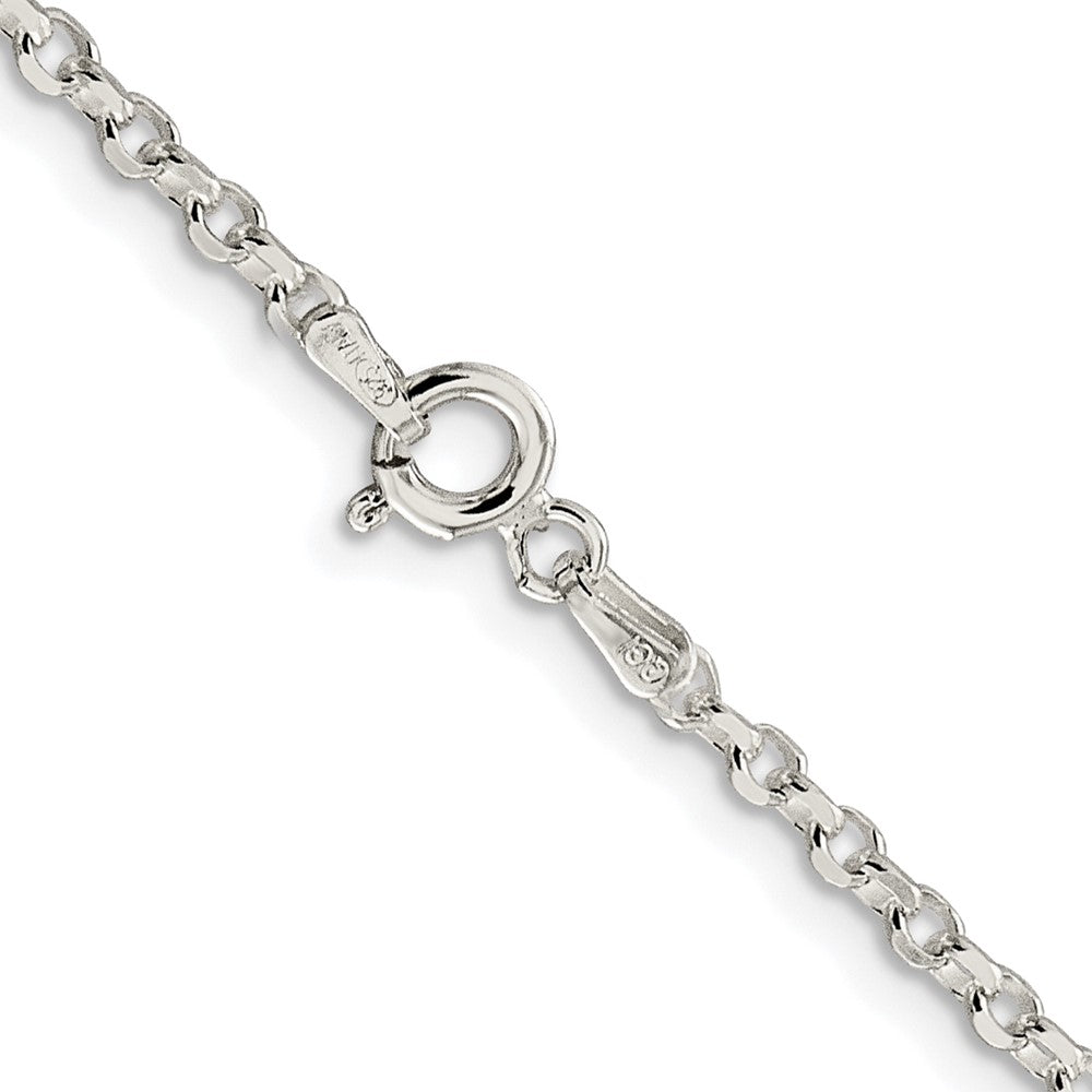 Sterling Silver Rh-plated 2.6mm Diamond-cut w/2in ext. Rolo Cable Chain