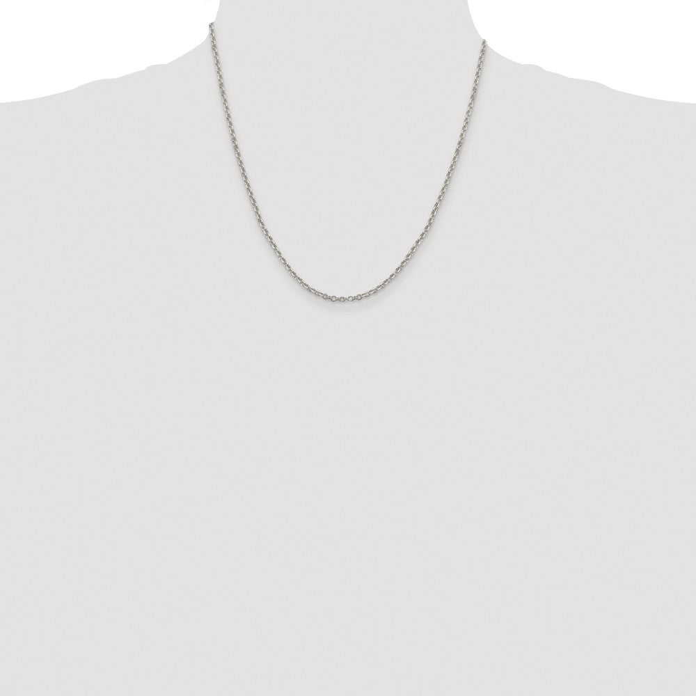Sterling Silver Rhodium-plated 2.6mm Diamond-cut Rolo Cable Chain
