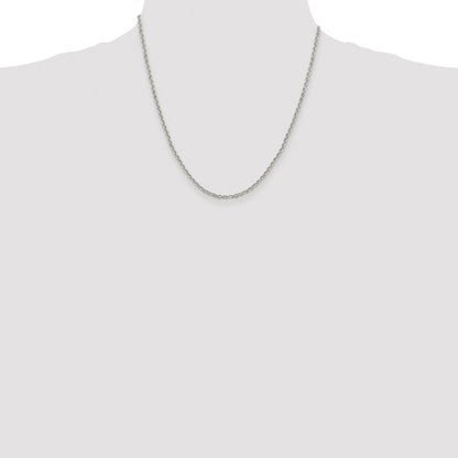 Sterling Silver Rhodium-plated 2.6mm Diamond-cut Rolo Cable Chain