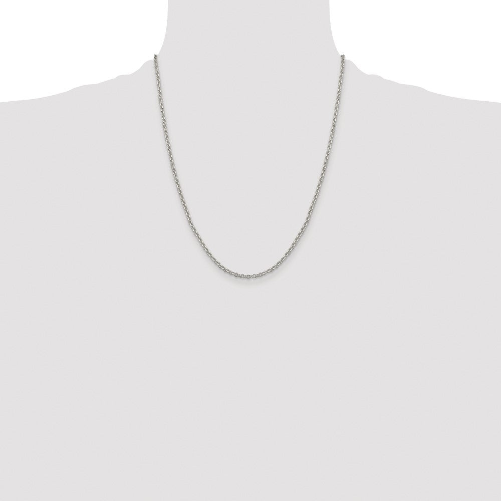 Sterling Silver Rhodium-plated 2.6mm Diamond-cut Rolo Cable Chain