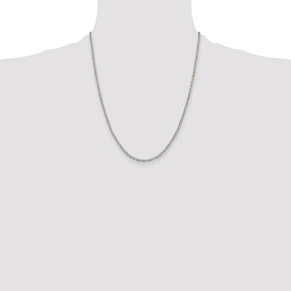 Sterling Silver Rhodium-plated 2.6mm Diamond-cut Rolo Cable Chain