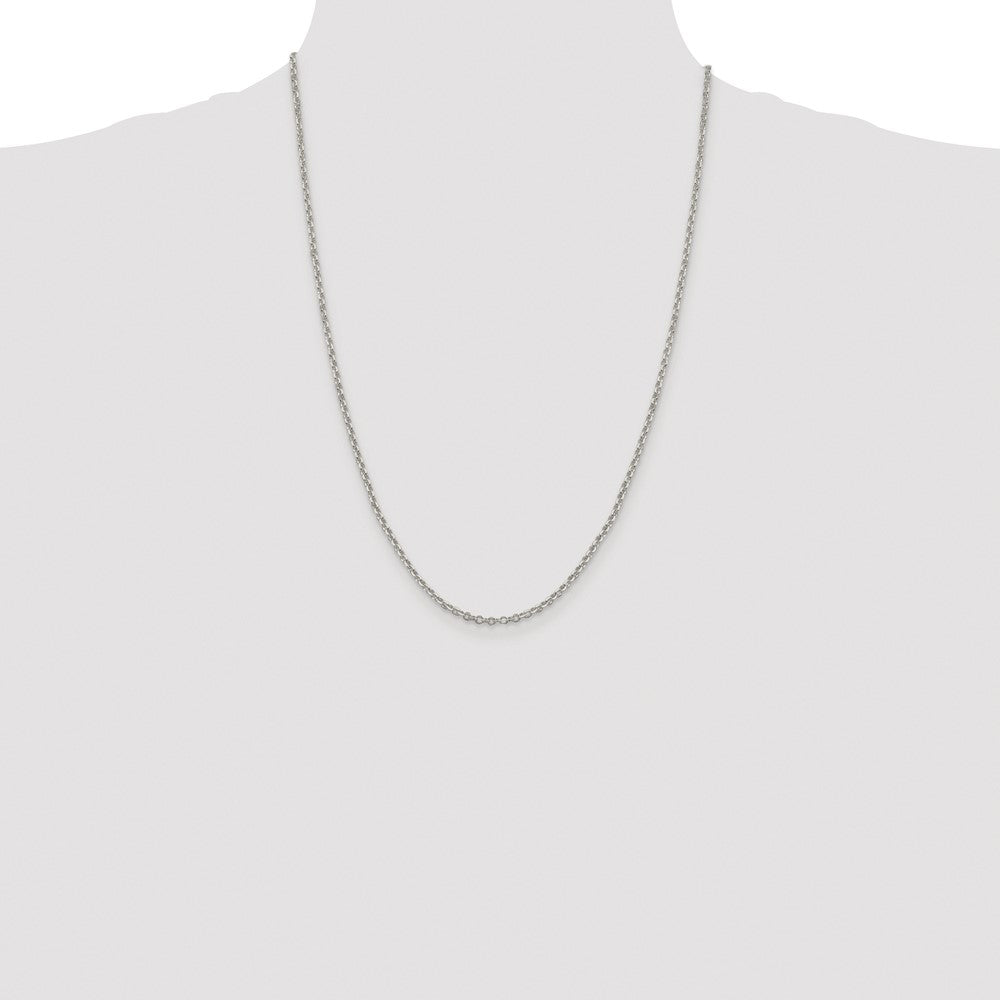 Sterling Silver Rhodium-plated 2.6mm Diamond-cut Rolo Cable Chain