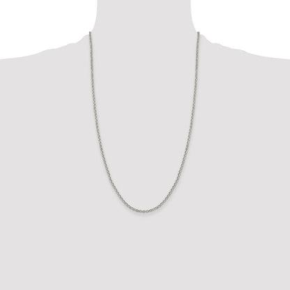 Sterling Silver Rhodium-plated 2.6mm Diamond-cut Rolo Cable Chain