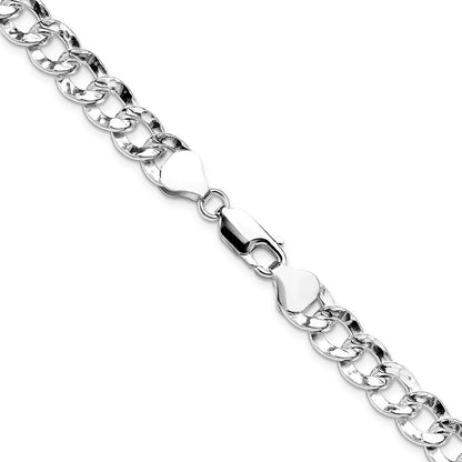 Sterling Silver 7.6mm Hammered Curb Chain