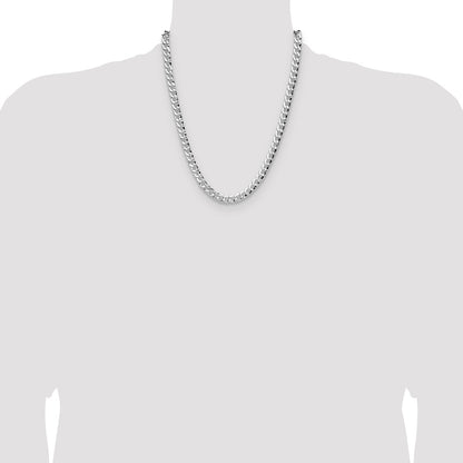 Sterling Silver 7.6mm Hammered Curb Chain