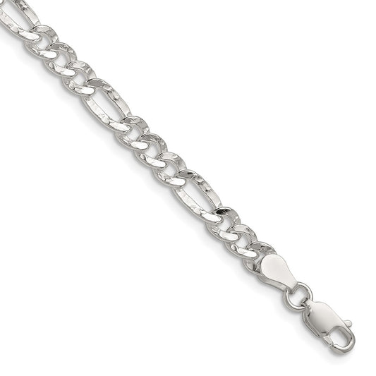 Sterling Silver 4.75mm Hammered Figaro Chain