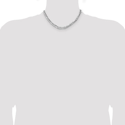 Sterling Silver 6.3mm Hammered Figaro Chain