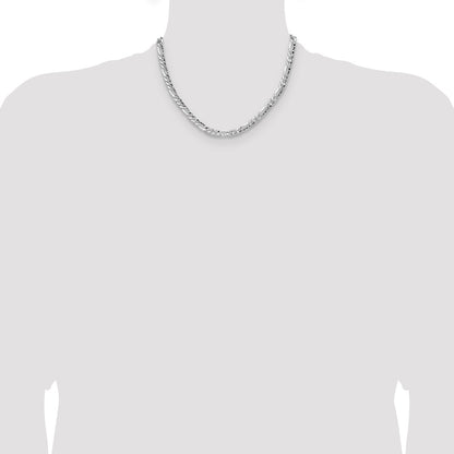 Sterling Silver 6.3mm Hammered Figaro Chain