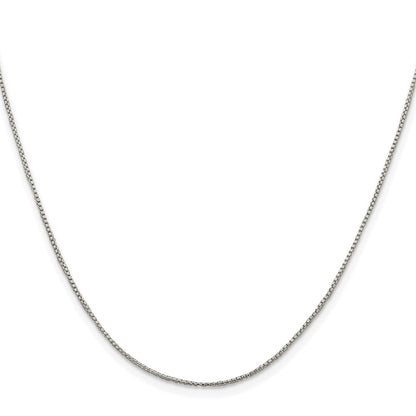 Sterling Silver Rhodium-plated 1mm Round Box Chain