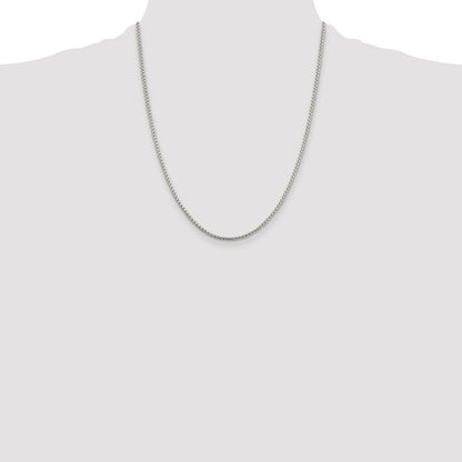 Sterling Silver Rhodium-plated 2mm Round Box Chain