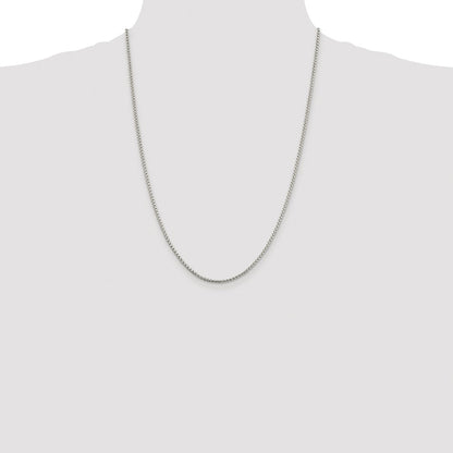 Sterling Silver Rhodium-plated 2mm Round Box Chain