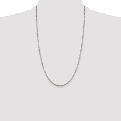 Sterling Silver Rhodium-plated 2mm Round Box Chain