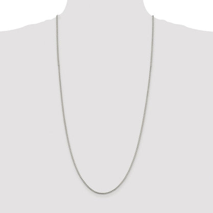 Sterling Silver Rhodium-plated 2mm Round Box Chain