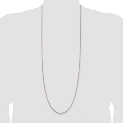 Sterling Silver Rhodium-plated 2mm Round Box Chain