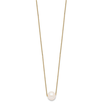 Sterling Silver Gold-tone 10-11mm White Near-Round Freshwater Cultured Pearl 17 inch Necklace
