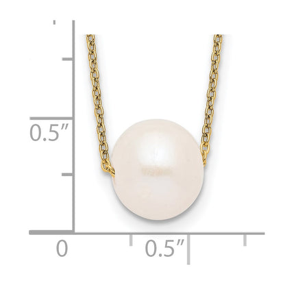 Sterling Silver Gold-tone 10-11mm White Near-Round Freshwater Cultured Pearl 17 inch Necklace