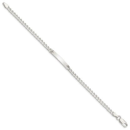 Sterling Silver Polished Engraveable Curb Link ID Bracelet