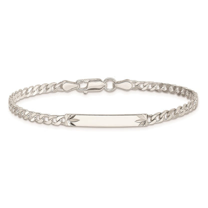 Sterling Silver Polished Engravable Curb Link 26x3mm Diamond-cut Plate 7 inch ID Bracelet