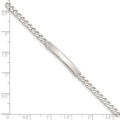 Sterling Silver Diamond-cut Engraveable Curb Link ID Bracelet
