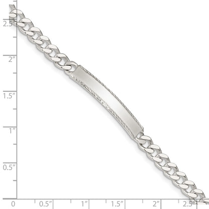 Sterling Silver Diamond-cut Engraveable Curb Link IN Bracelet