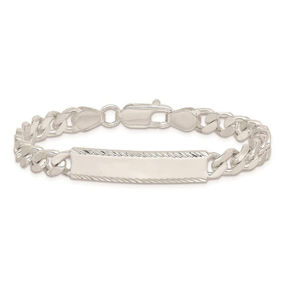 Sterling Silver Diamond-cut Engraveable Curb Link ID Bracelet